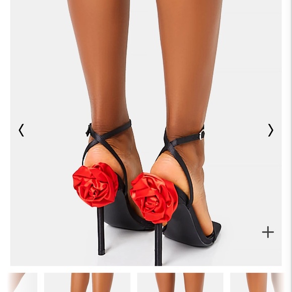Public Desire BLACK SATIN FLOWER DETAIL LACE UP HIGH HEELS🌹🌹🌹Brand new in box - Picture 8 of 10